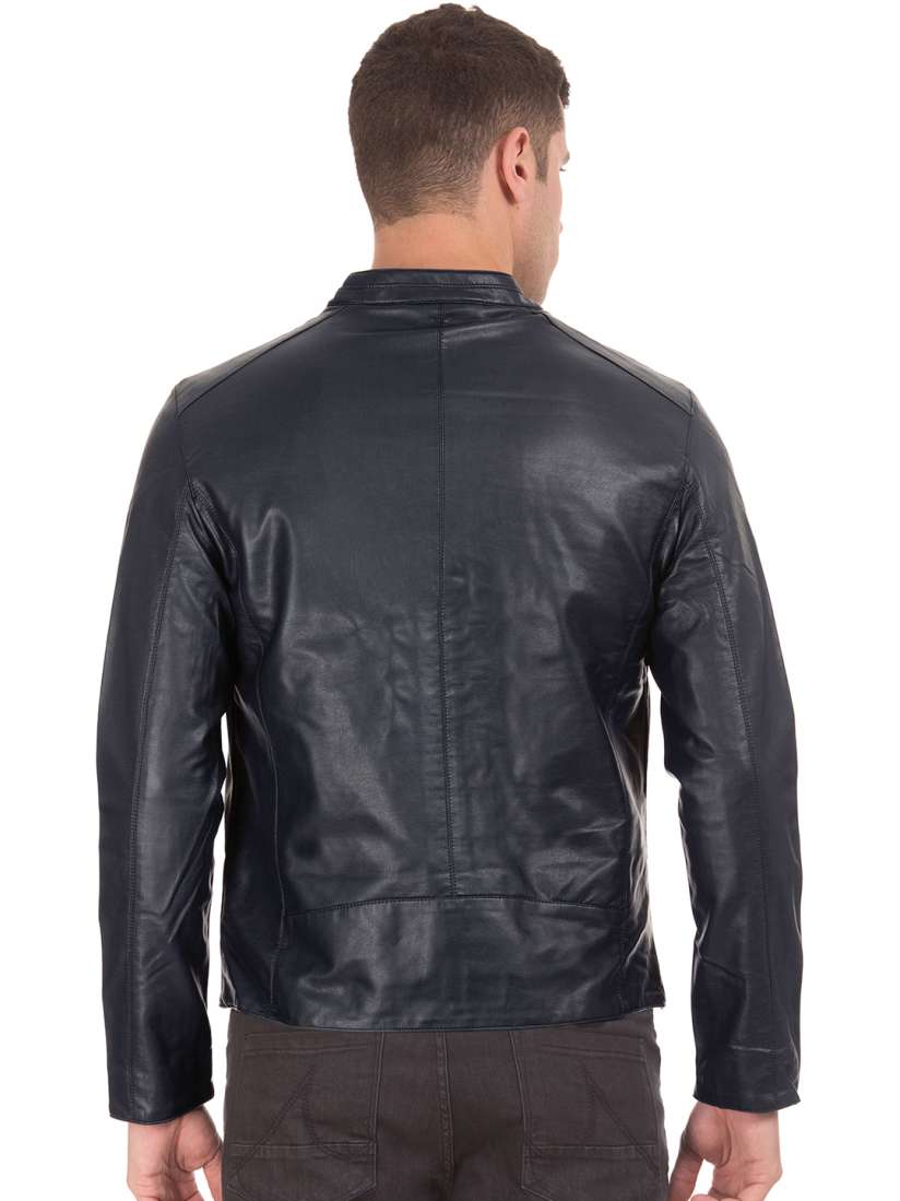 Buy Arrow Sport Men Navy Blue Solid Biker Jacket Jackets for Men 7713616 Myntra