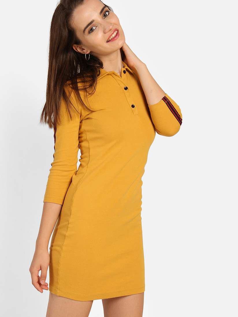 Buy StalkBuyLove Women Mustard Solid T shirt Dress Dresses for Women 7715944 Myntra