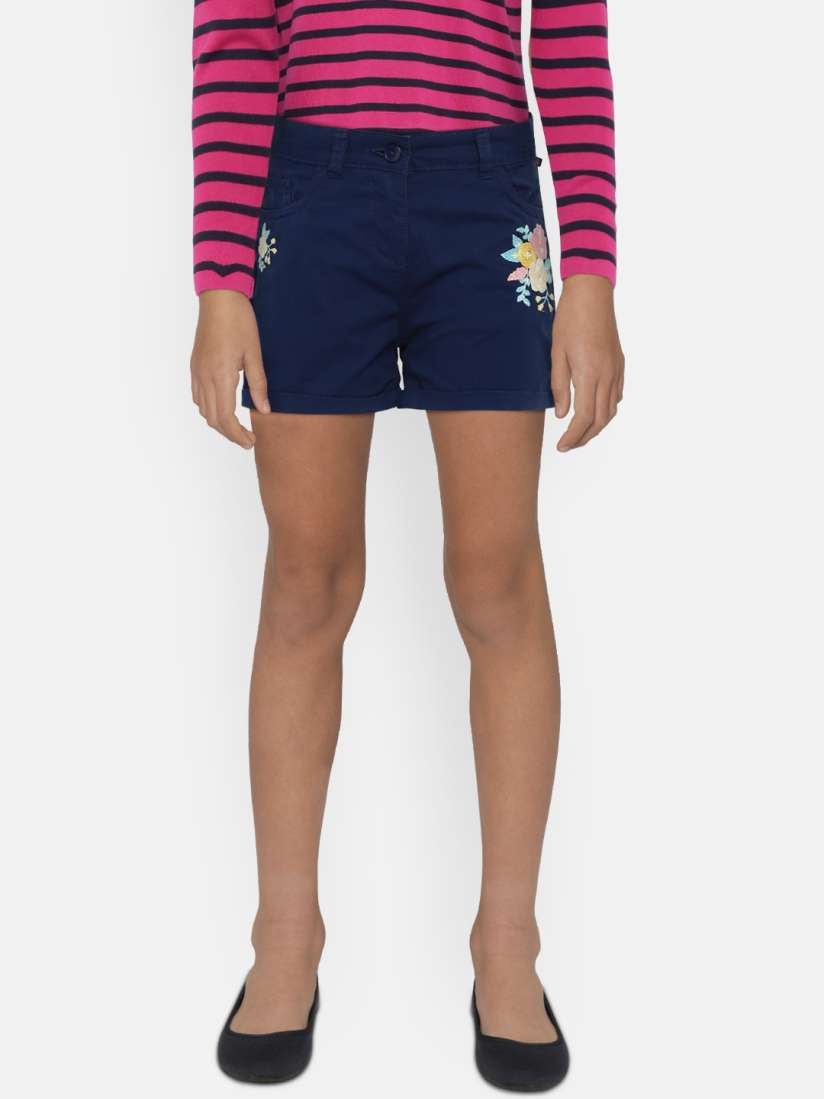 Buy Fame Forever by Lifestyle Girls Navy Blue Solid Regular Fit Chino Shorts Shorts for Girls 7716725 Myntra