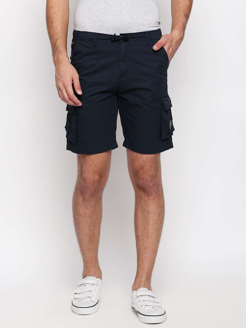 Buy beevee Men Navy Blue Solid Regular Fit Cargo Shorts Shorts for Men 7717434 Myntra