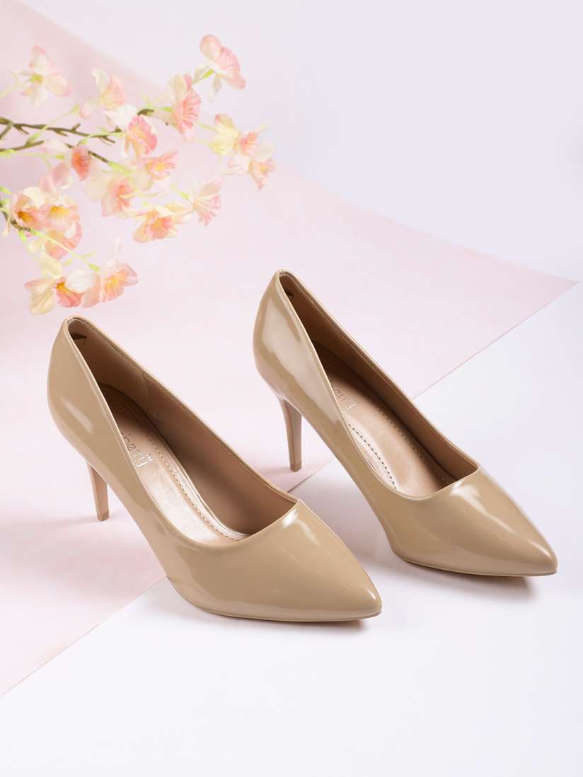 Buy DressBerry Women Beige Solid Pumps Heels for Women 7717771 Myntra