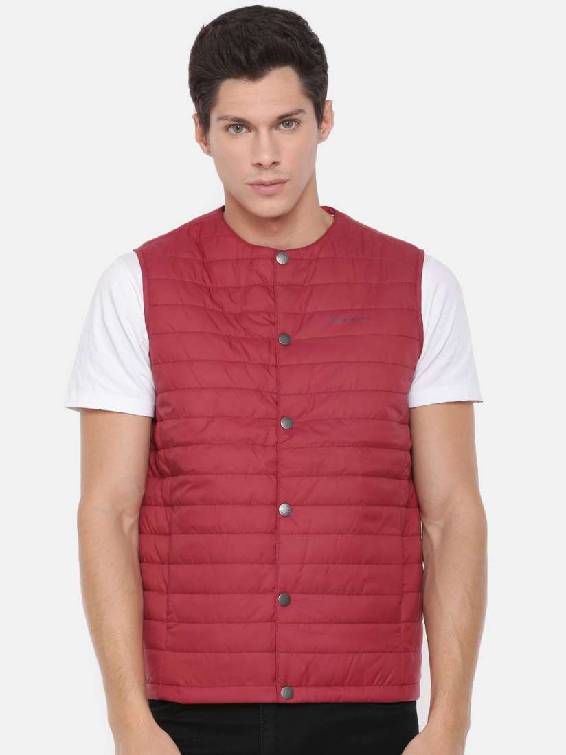 Pepe jeans sleeveless solid men's jacket cheap