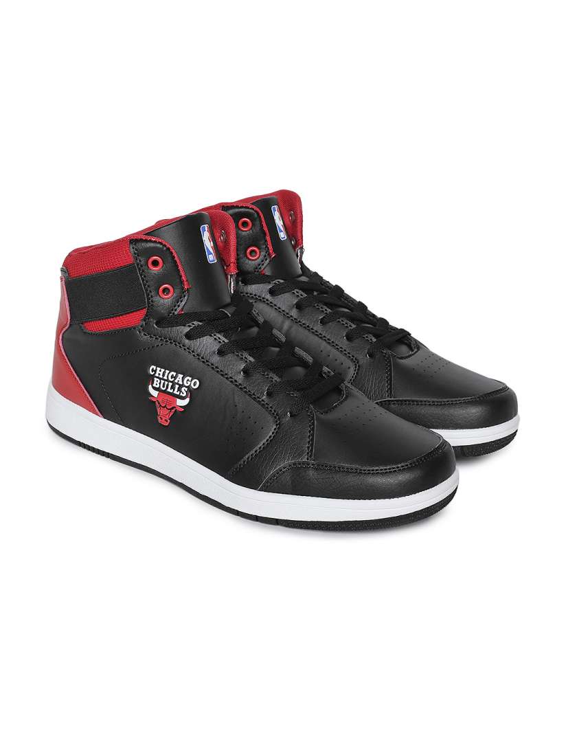 Buy NBA Men Black Solid Synthetic Leather Mid Top Sneakers Casual Shoes for Men 7722589 Myntra