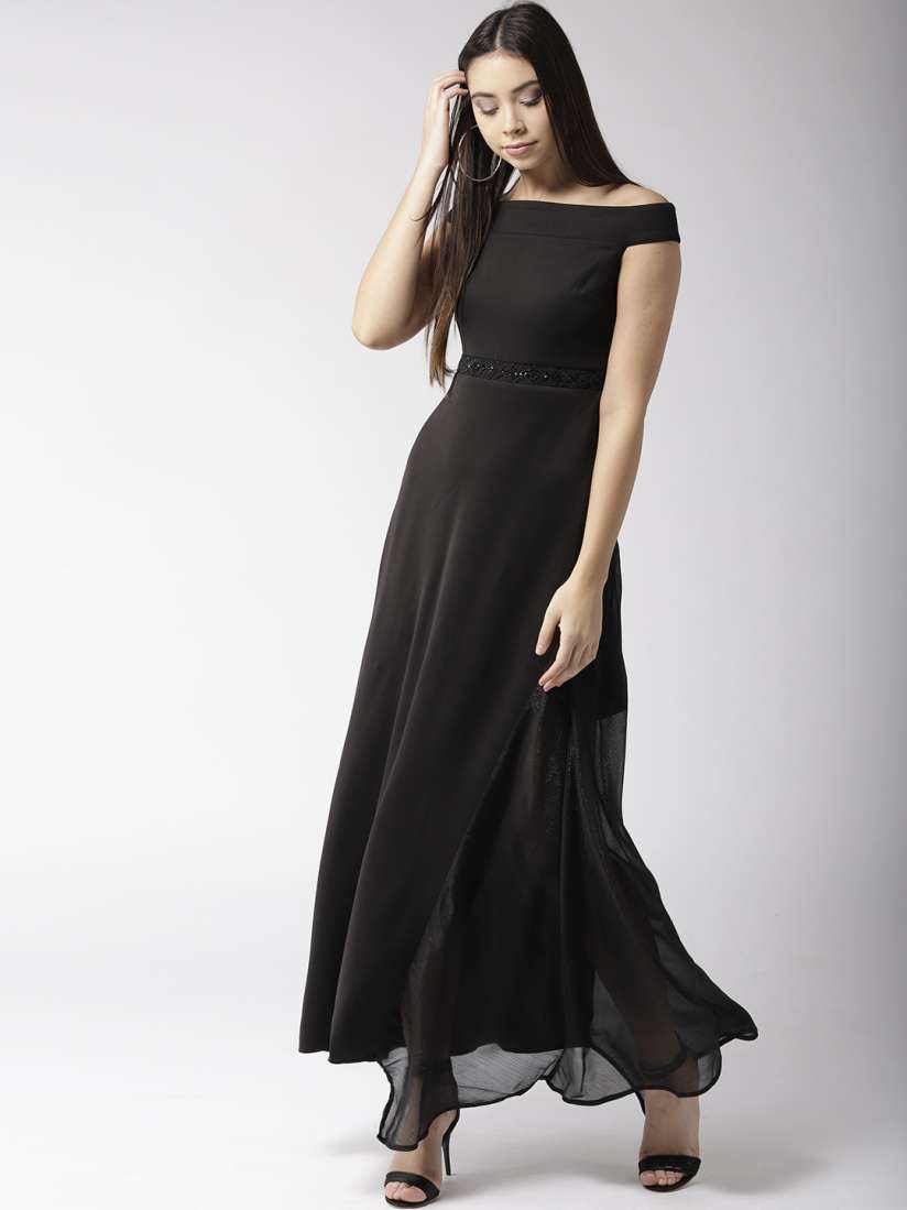 Buy Madame Women Black Solid Maxi Dress Dresses for Women 7726866 Myntra