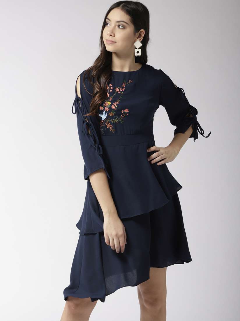 Buy Madame Women Navy Blue Layered A Line Dress Dresses for Women 7726880 Myntra