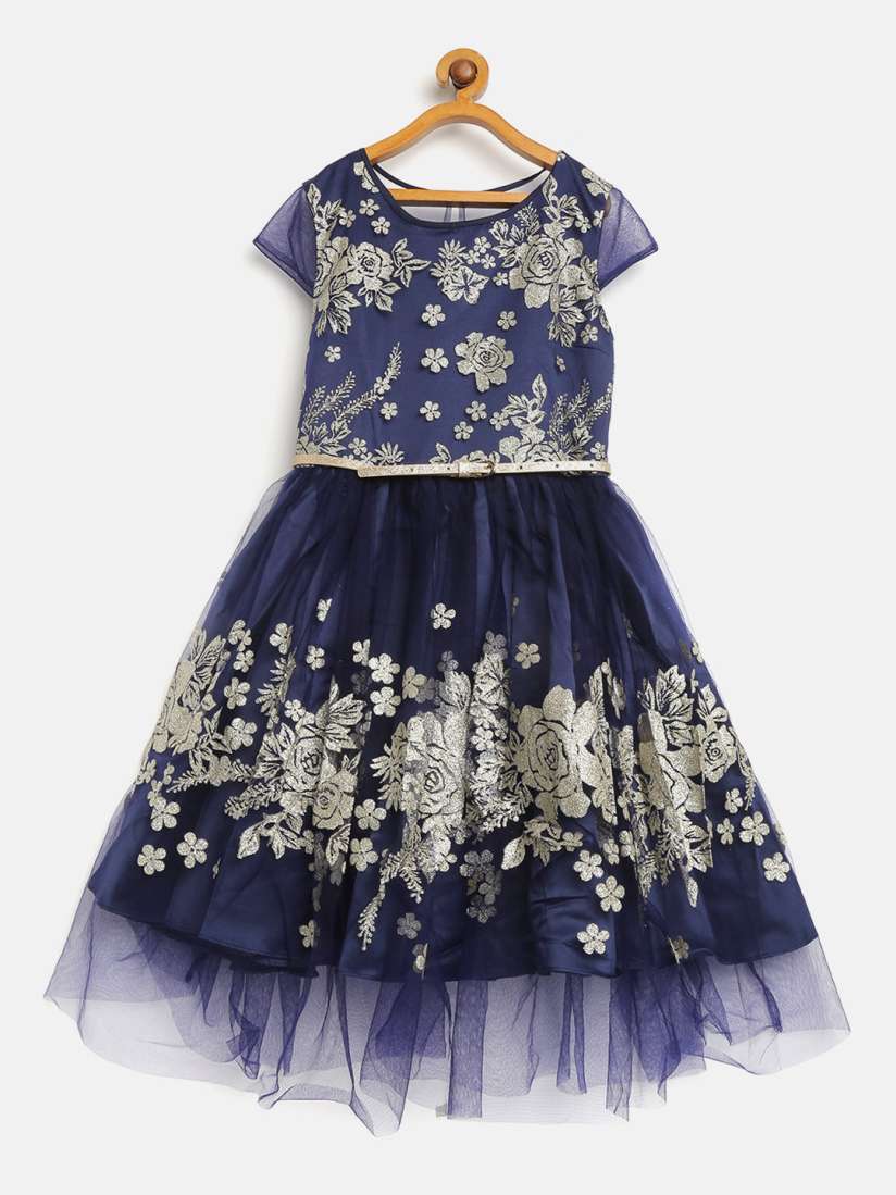 Buy MONSOON CHILDREN Girls Navy Blue Golden Embellished Net Fit and Flare Dress with Belt Dresses for Girls 7738181 Myntra