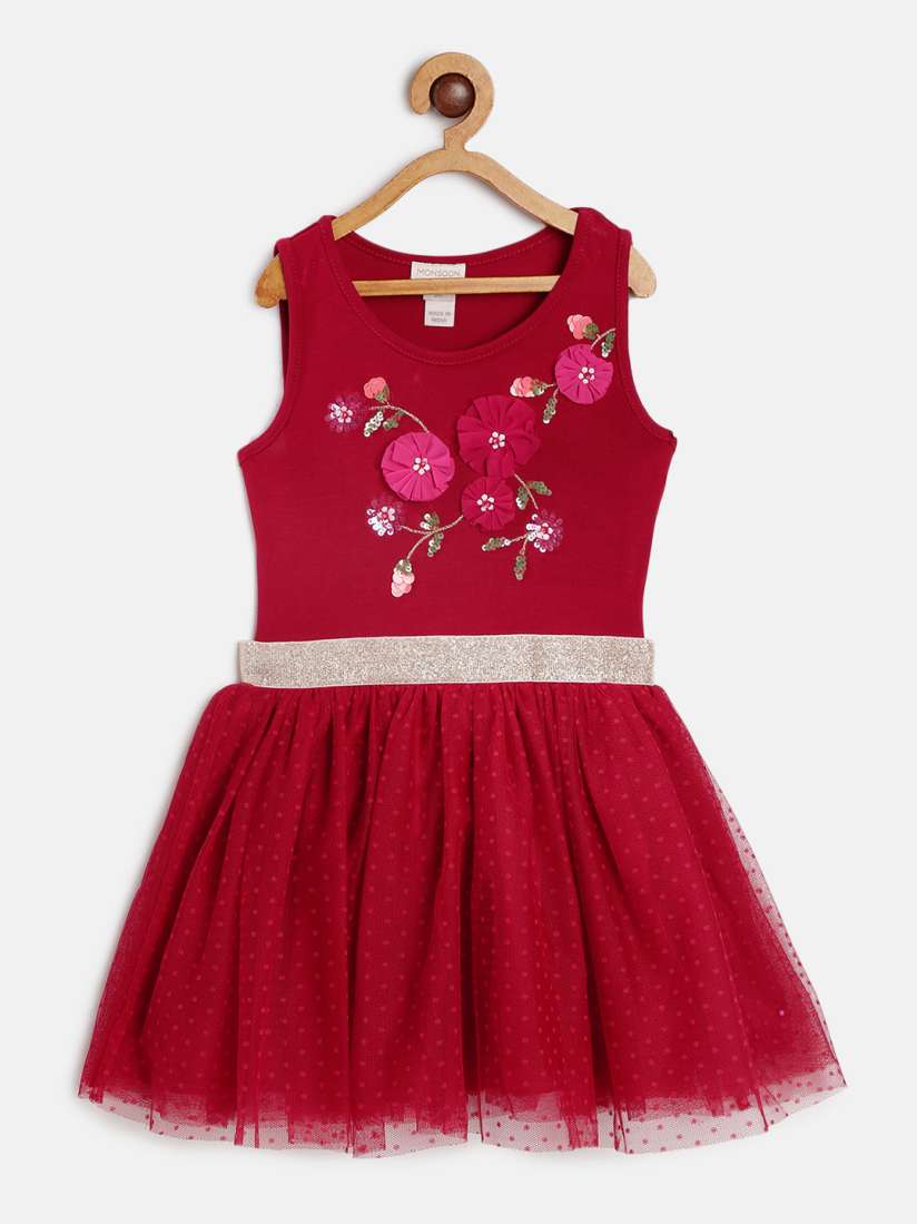 Buy MONSOON CHILDREN Girls Red Embellished Fit and Flare Dress Dresses for Girls 7738302 Myntra
