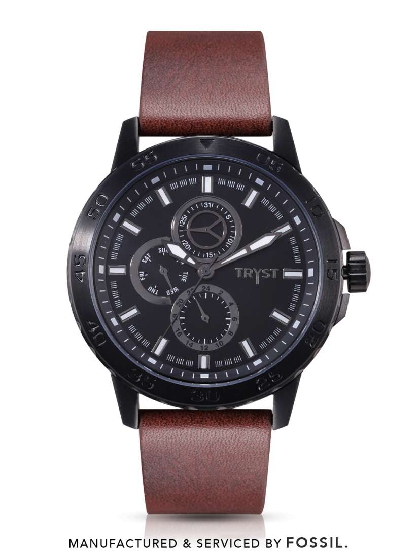 Buy TRYST Manufactured Serviced by Fossil Men Black Watch Watches for Men 7738413 Myntra