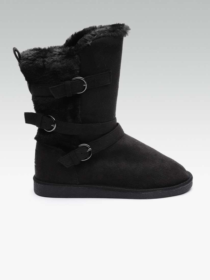 Buy Carlton London Women Black Solid High Top Uggs Casual Shoes for Women 7738877 Myntra