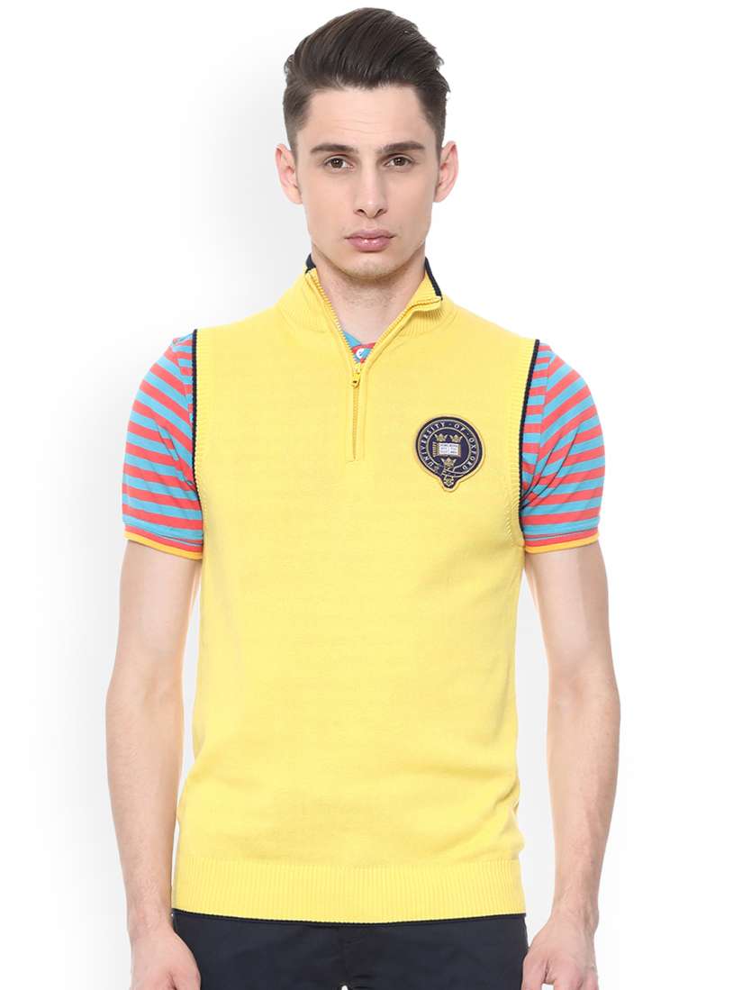 Mens yellow vest top store