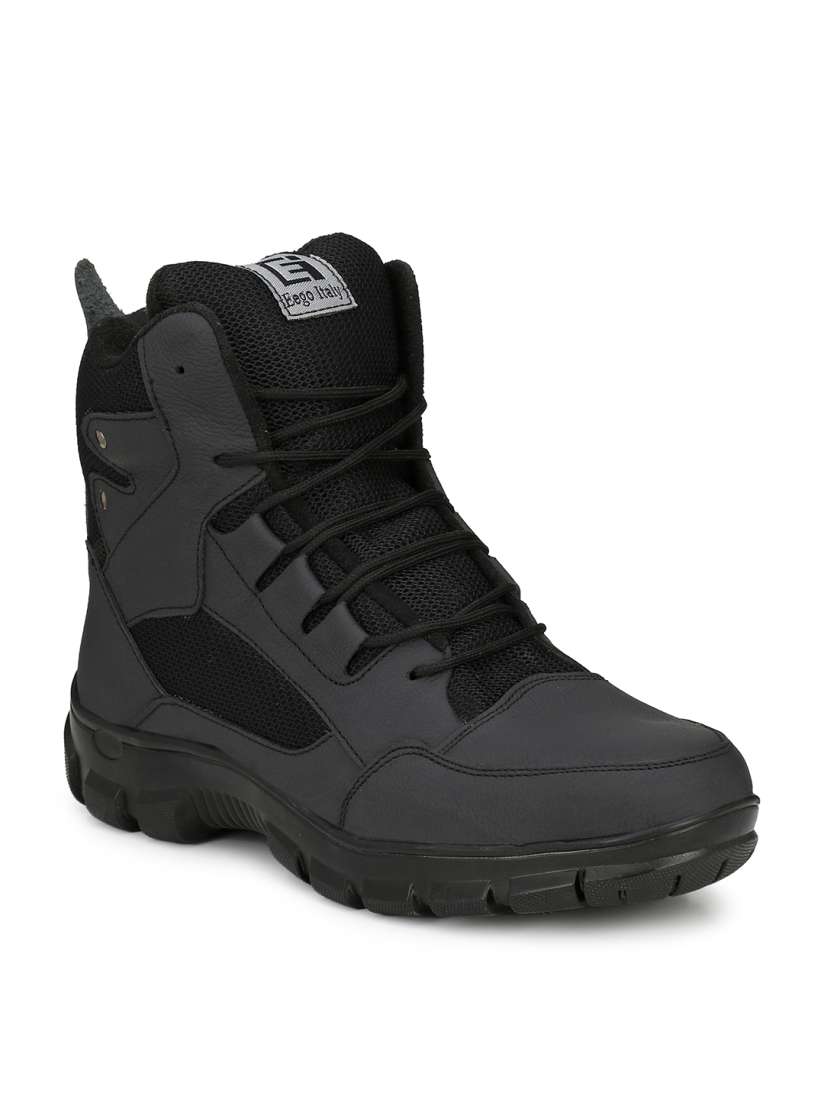 Buy Eego Italy Men Black Leather High Top Trekking Shoes Sports Shoes for Men 7741225 Myntra