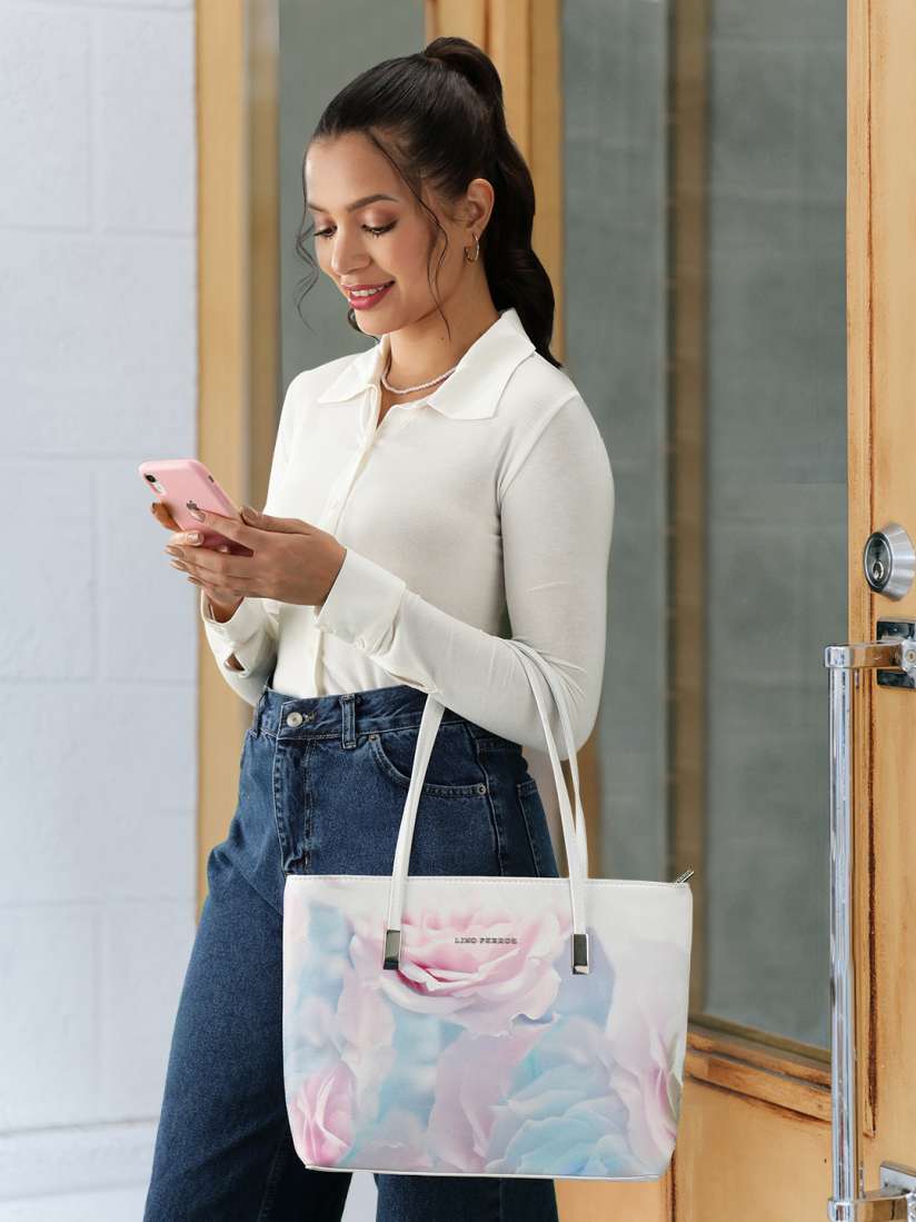Buy Lino Perros Pink Off White Printed Shoulder Bag Handbags for Women 7743358 Myntra