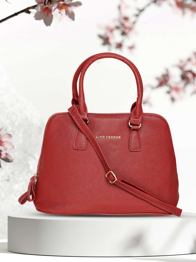 Buy Lino Perros Red Solid Handheld Bag with Detachable Sling Strap Handbags for Women 7743428 Myntra