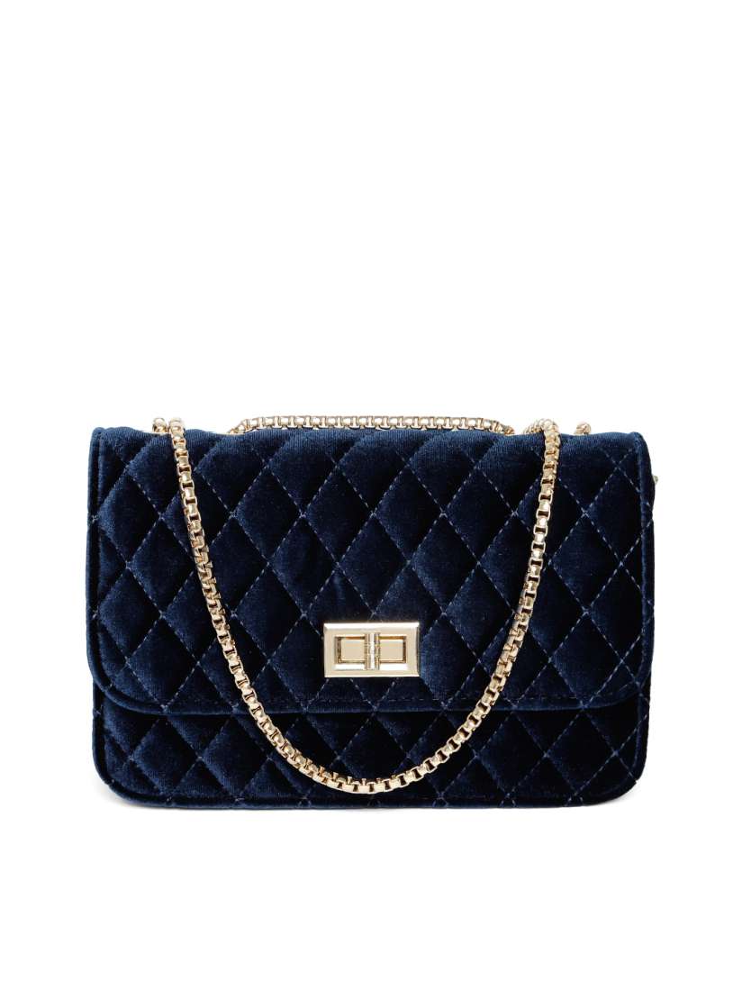Buy Lino Perros Navy Blue Quilted Shoulder Bag With Velvet Finish Handbags for Women 7743501 Myntra