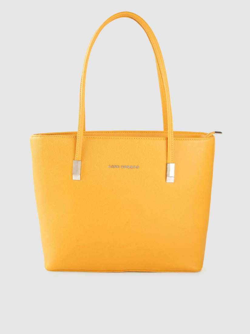 Buy Lino Perros Mustard Yellow Solid Laptop Bag Handbags for Women 7743562 Myntra