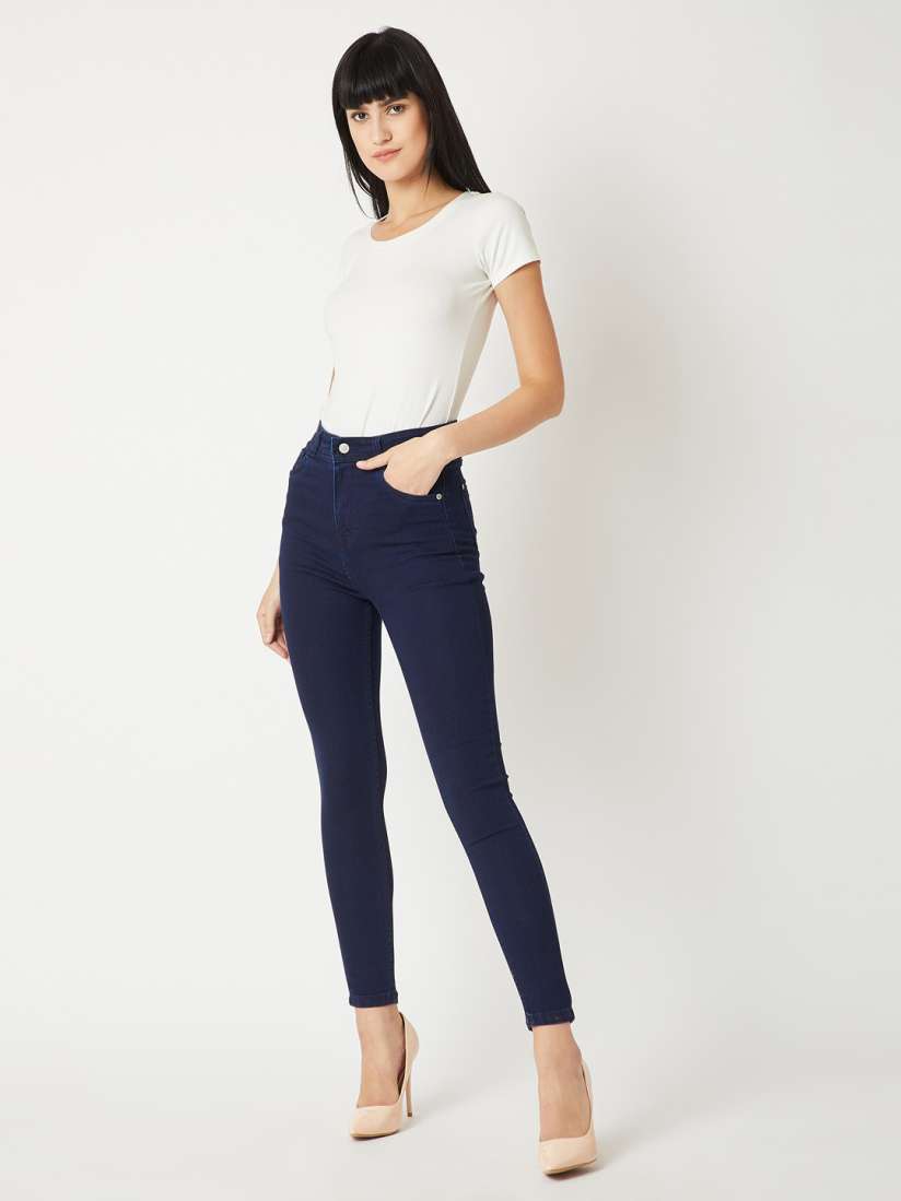 Buy Miss Chase Women Navy Blue Skinny Fit High Rise Clean Look Jeans Jeans for Women 7744523 Myntra