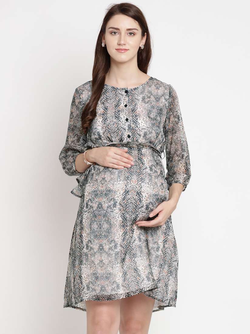 Buy Mine4Nine Brown Printed Fit and Flare Maternity Dress Dresses for Women 7745245 Myntra