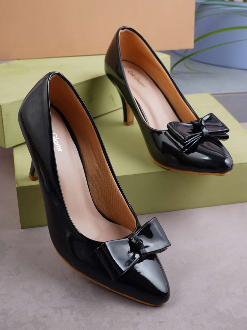 Buy Get Glamr Women Black Solid Pumps Heels for Women 7748384 Myntra