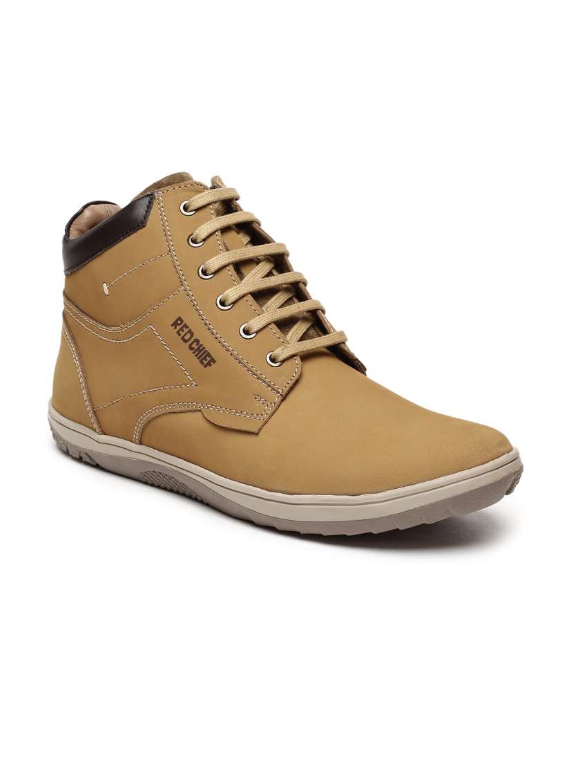 Buy Red Chief Men Camel Brown Solid Leather Mid Top Flat Boots Casual Shoes for Men 7751753 Myntra