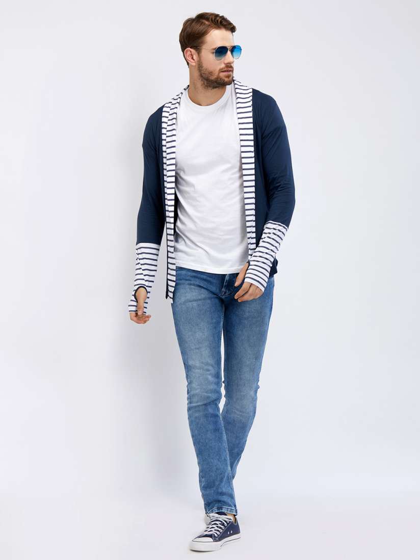 Blue and white striped shrug new arrivals