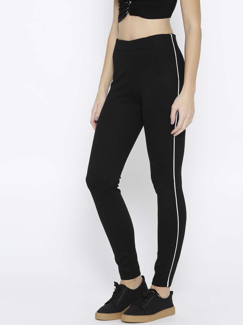 Buy ESPRIT Women Black Solid Knitted Treggings Jeggings for Women 7755338 Myntra