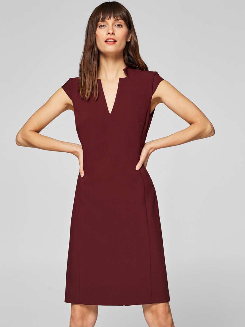 Buy ESPRIT Women Burgundy Solid Sheath Dress Dresses for Women 7755396 Myntra