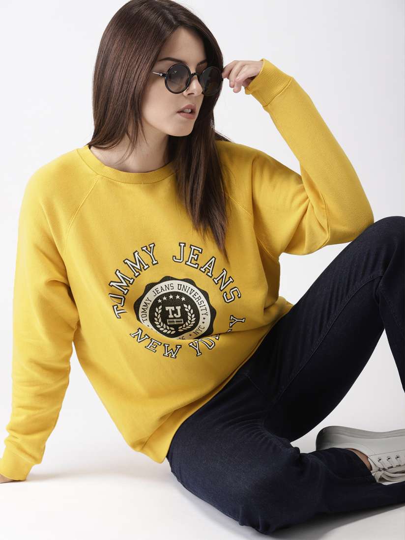 Buy Tommy Hilfiger Women Yellow Printed Sweatshirt Sweatshirts for Women 7759261 Myntra