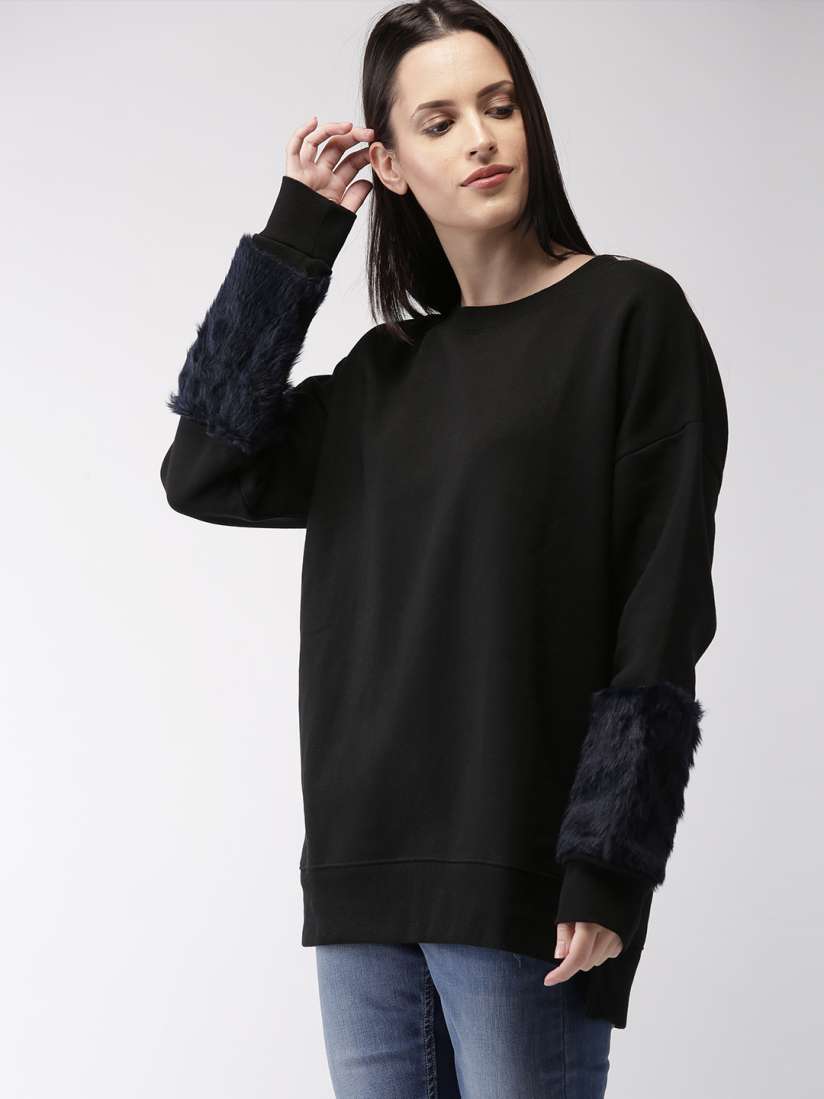 Black longline sweatshirt womens online