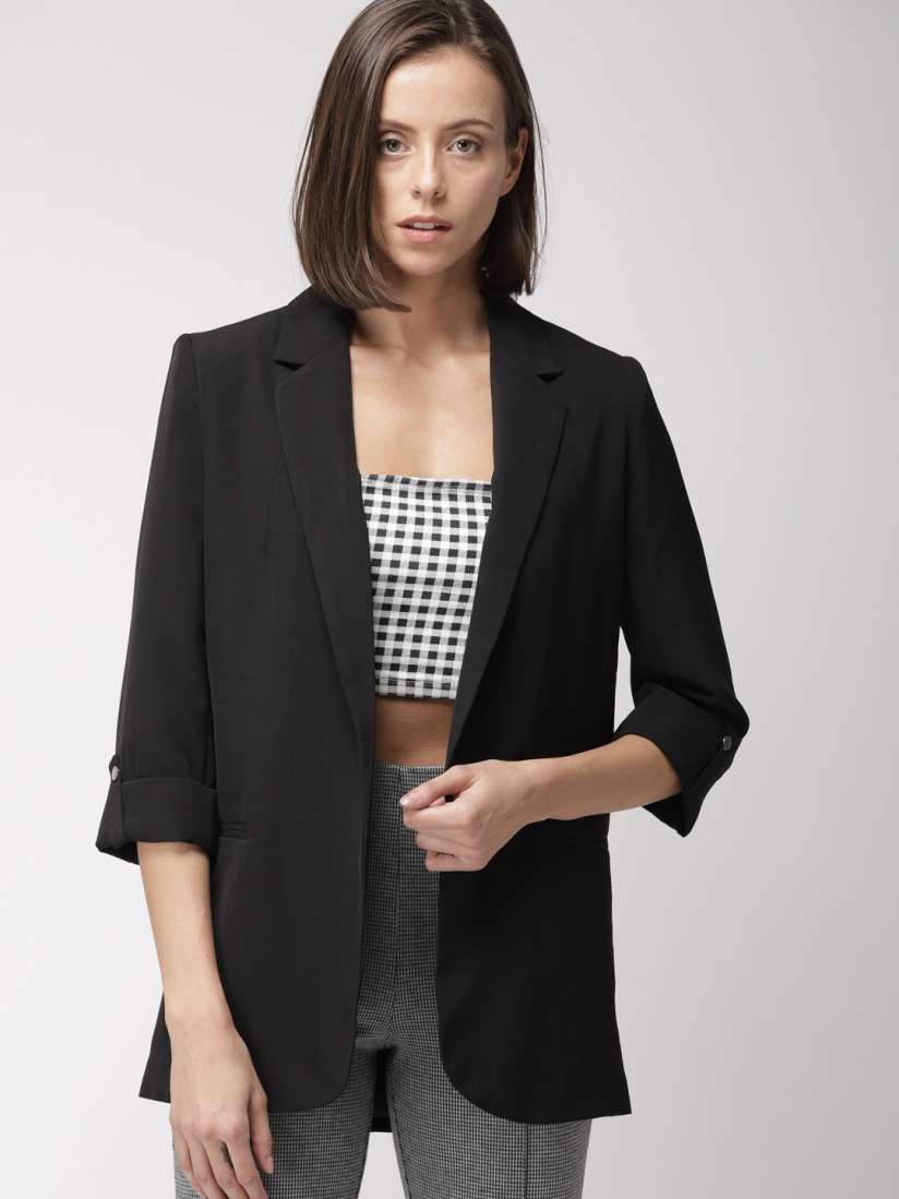 Buy FOREVER 21 Women Black Solid Blazer Blazers for Women 7759946 Myntra