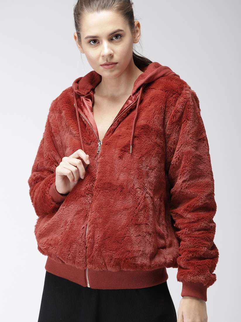 Forever 21 faux fur bomber jacket top