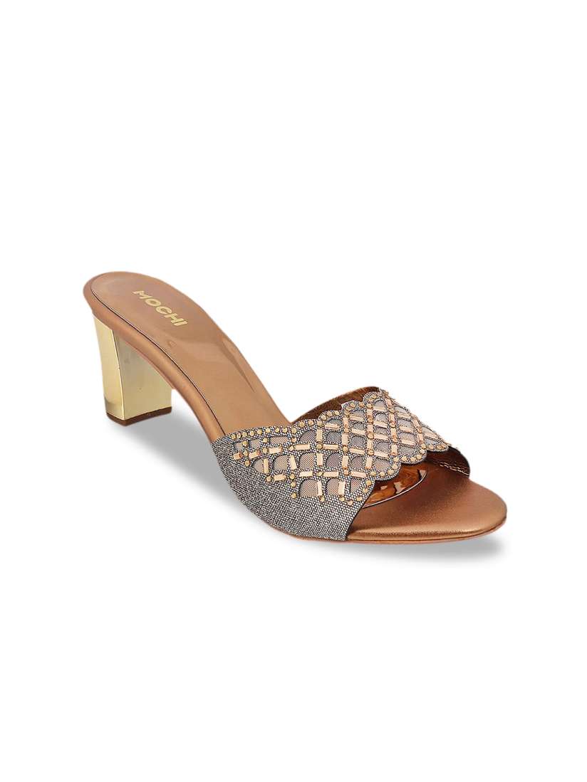 Buy Mochi Women Gold Toned Embellished Heels Heels for Women 7761765 Myntra
