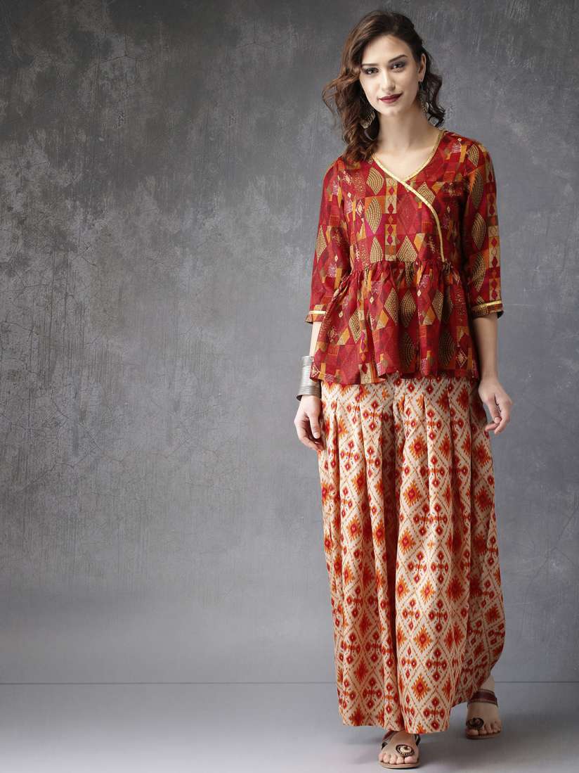 Buy Anouk Women Multicoloured Short Kurti with Palazzo Set Kurta Sets for Women 7764214 Myntra