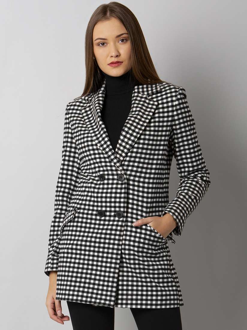 Black and white checkered peacoat shop