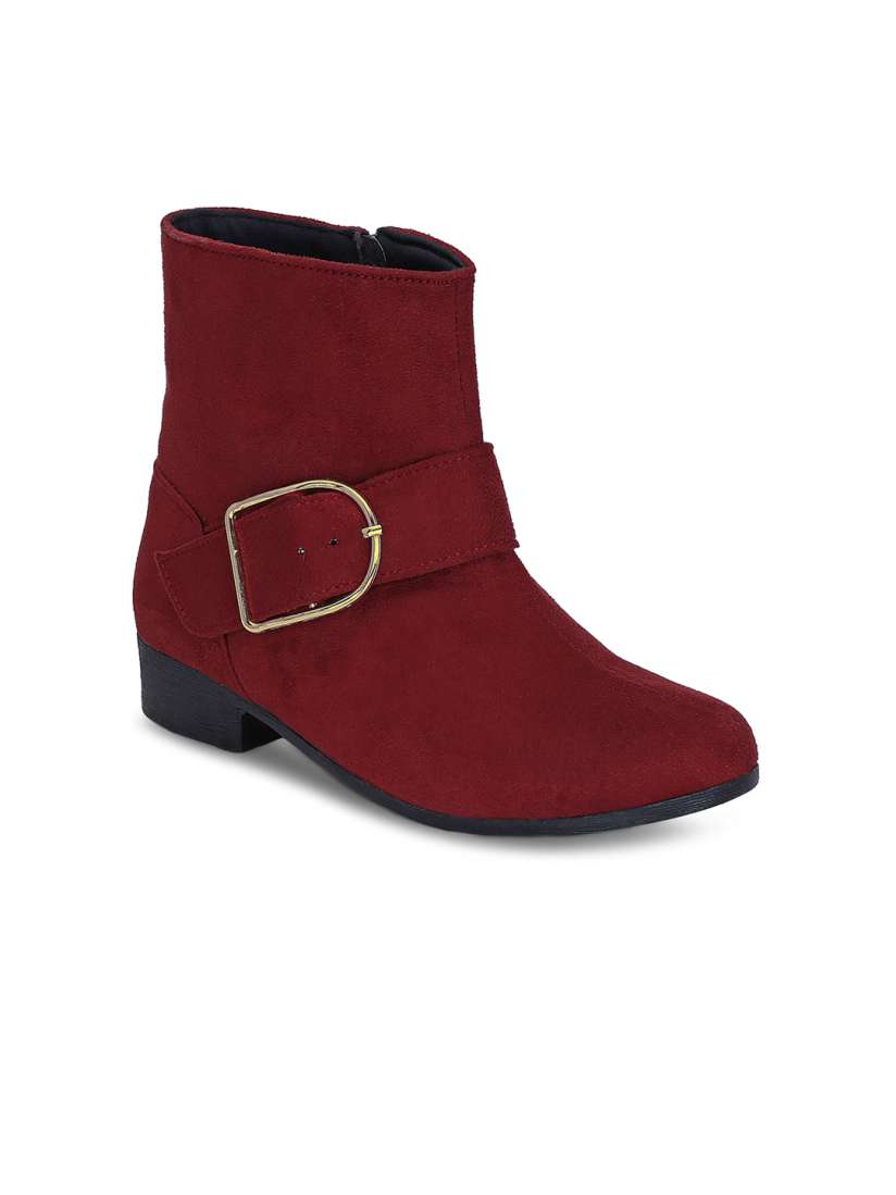 Maroon flat boots hotsell