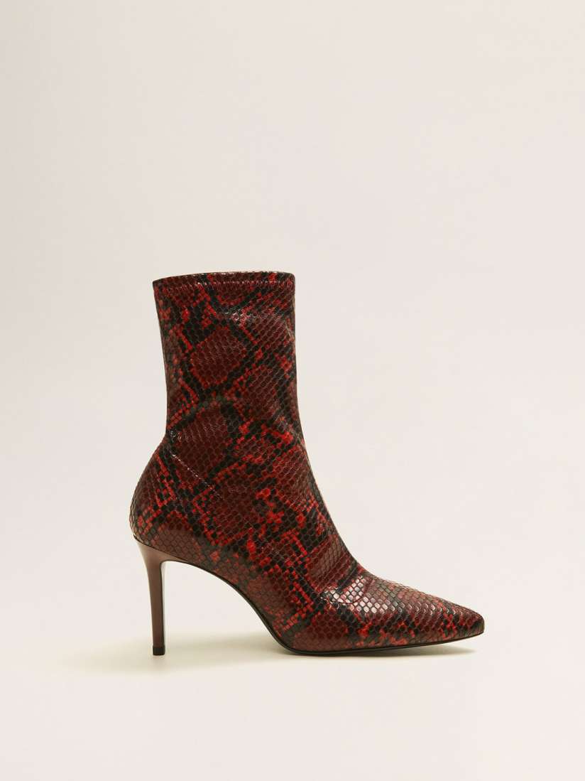 Snake print knee high boots mango top