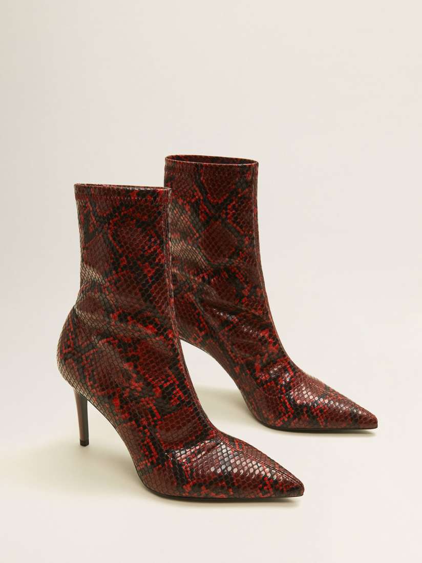 Mango red snakeskin boots store