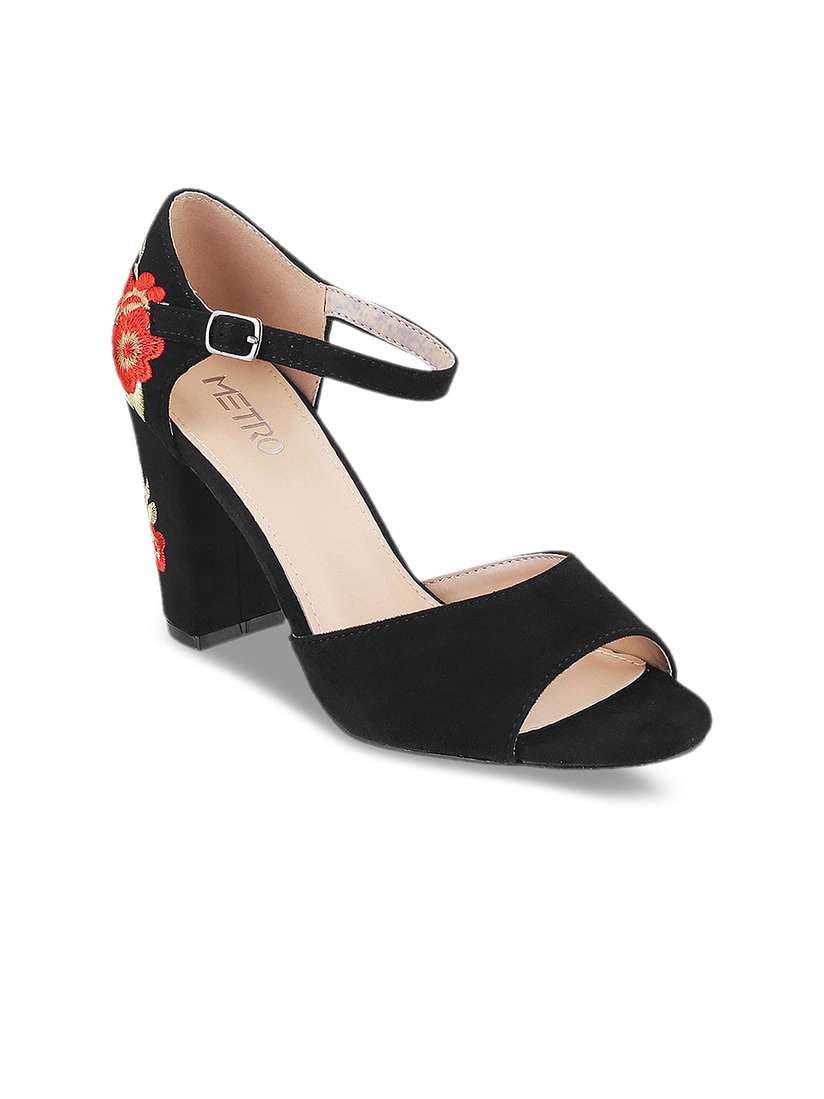 Peep Toe 14 Inch Heels Buy Metro Women Black Woven Design Peep