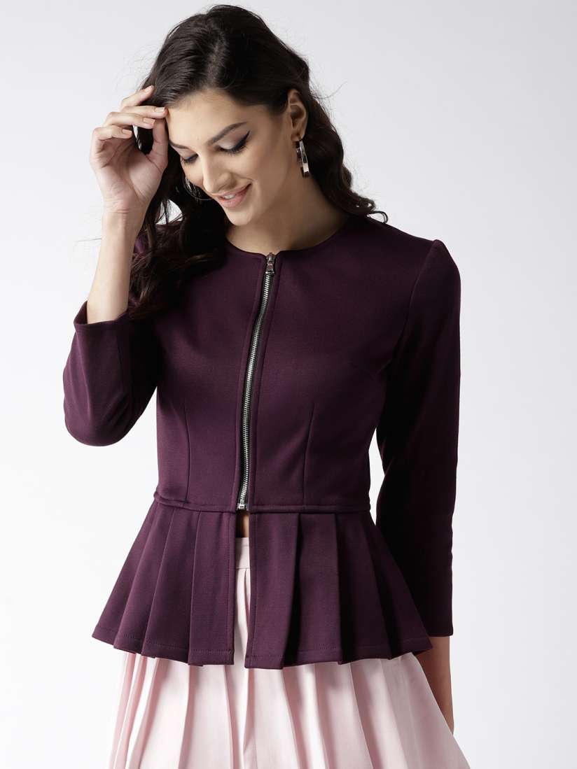 Burgundy peplum jacket store