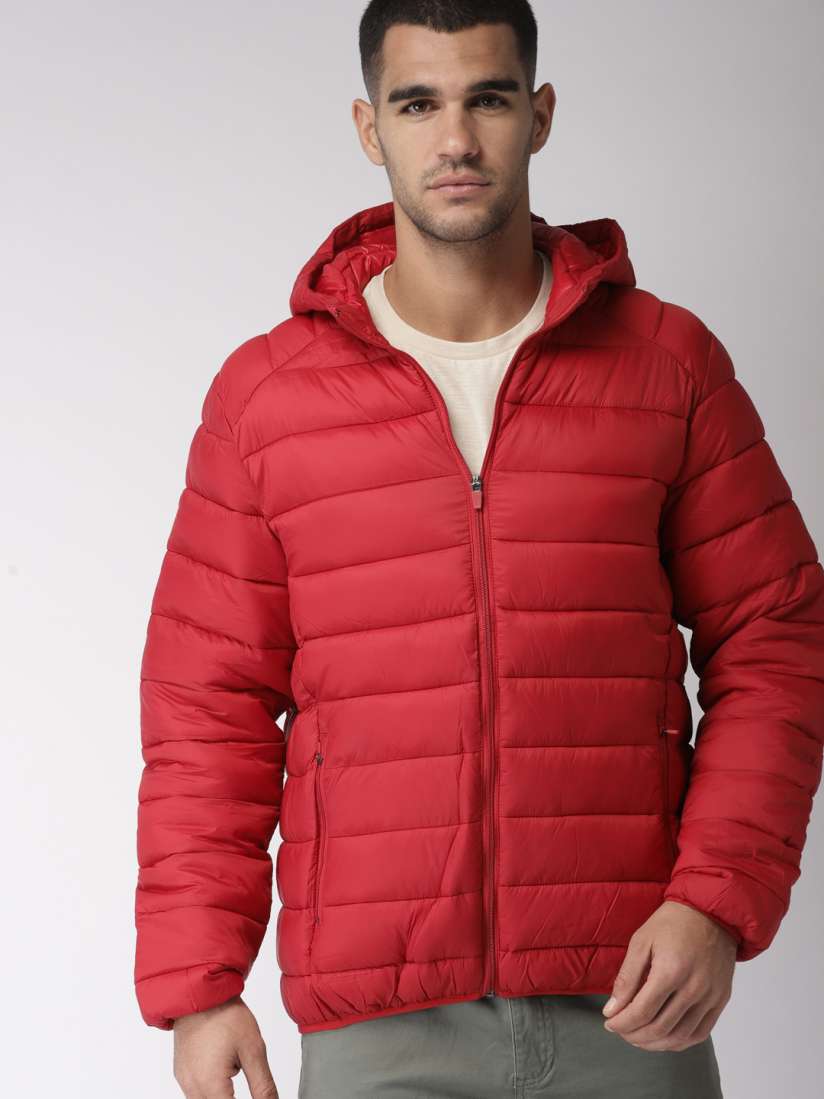 Buy FOREVER 21 Men Red Solid Hooded Puffer Jacket Jackets for Men 7781564 Myntra