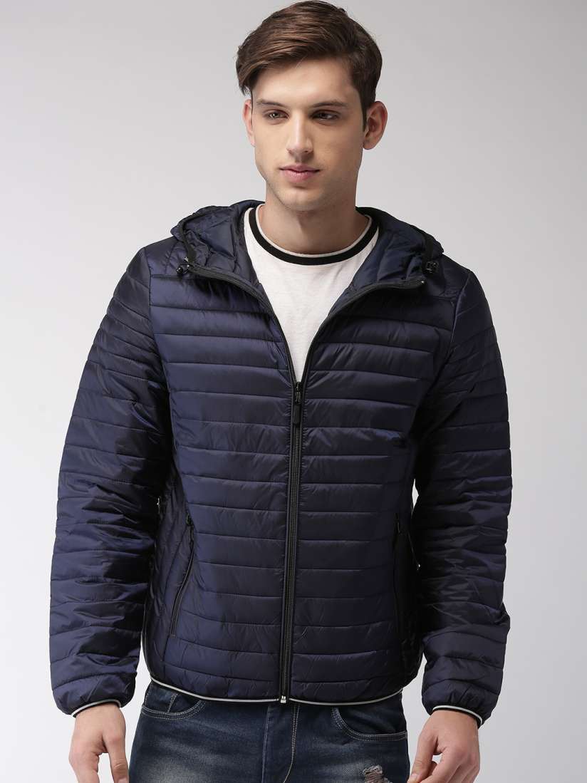 Buy Celio Men Navy Blue Solid Hooded Puffer Jacket Jackets for Men 7781754 Myntra