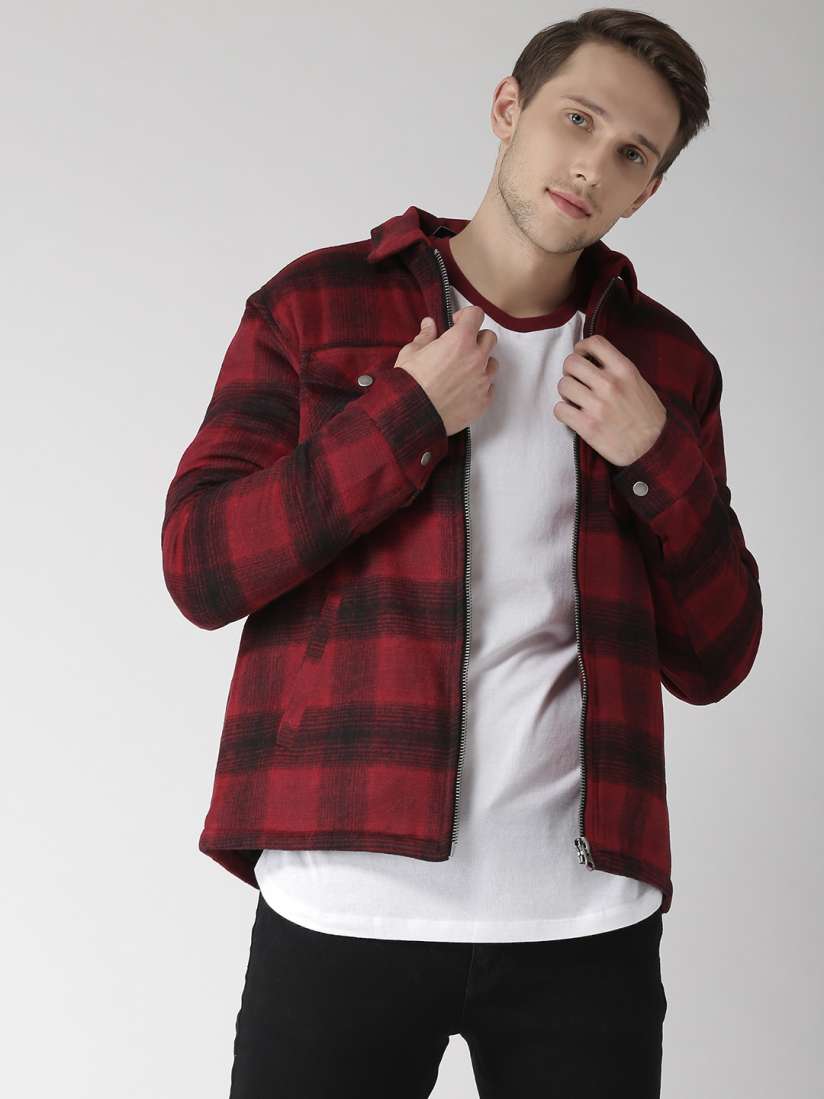 Nike gingham check track jacket in red discount