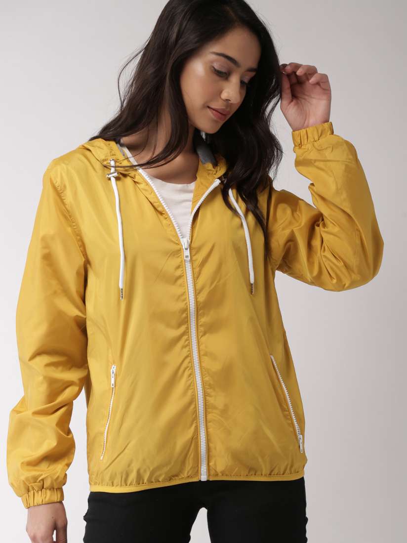 Buy FOREVER 21 Women Mustard Yellow Solid Tailored Hooded Jacket Jackets for Women 7789543 Myntra