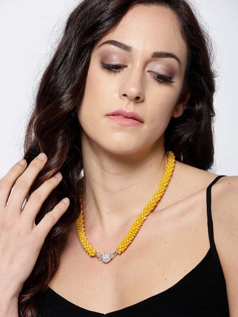 Myntra Mustard Necklace Buy Jewels Galaxy Mustard Yellow Silver