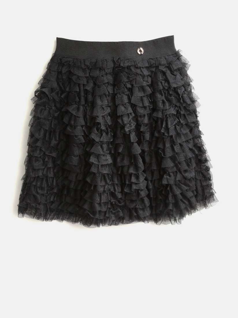 Short Skirt Black Ruffle Flared Skirt Buy OVS Girls Black Solid
