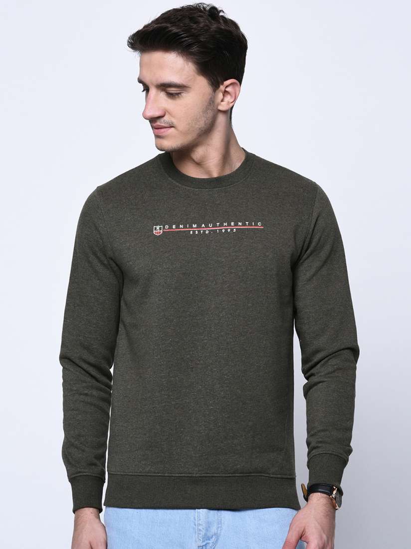 Buy SMAG Men Olive Green Solid Sweatshirt Sweatshirts for Men 7799533 Myntra
