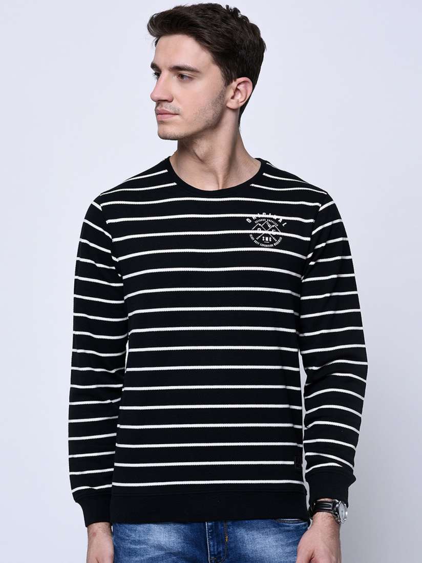 Buy SMAG Men Black White Striped Sweatshirt Sweatshirts for Men 7799559 Myntra
