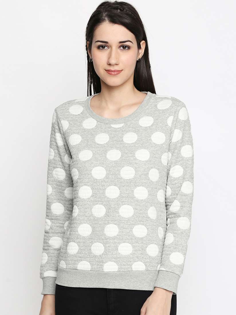 Buy Honey by Pantaloons Women Grey White Self Design Sweatshirt Sweatshirts for Women 7801569 Myntra