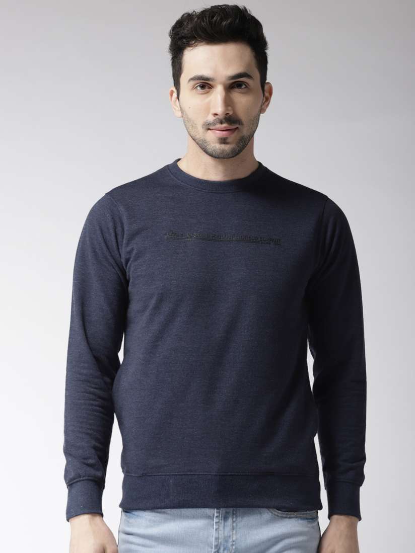 Buy Okane Men Navy Blue Solid Sweatshirt Sweatshirts for Men 7806769 Myntra