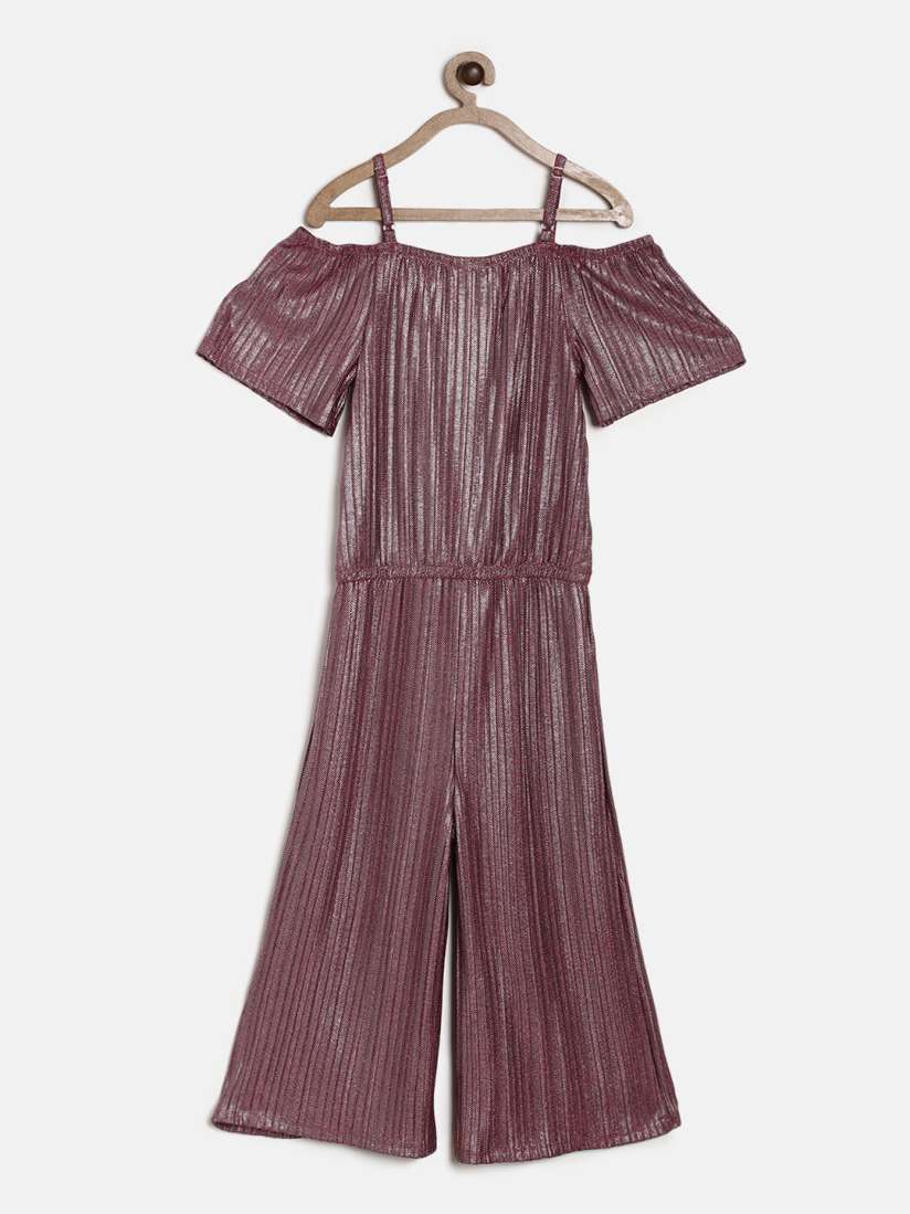 Buy Fame Forever by Lifestyle Burgundy Solid Culotte Jumpsuit Jumpsuit for Girls 7813641 Myntra