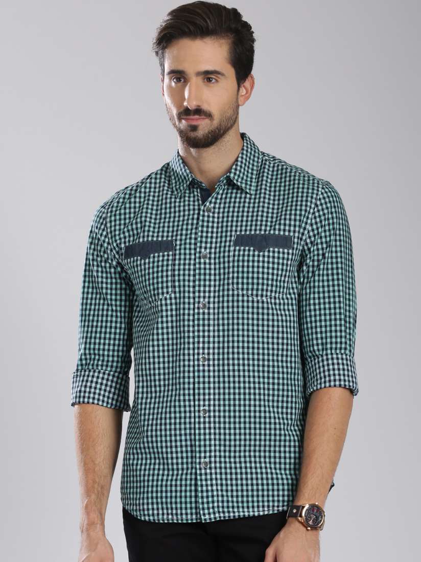 Buy GUESS Green Navy Checked Casual Shirt Shirts for Men 783476 Myntra